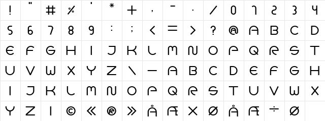 GOCA LOGOTYPE BETA Regular  glyph index