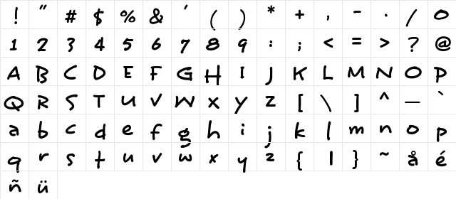 PSOneBoldPKA Regular  glyph index