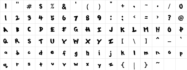 CK Paintbrush Regular  glyph index