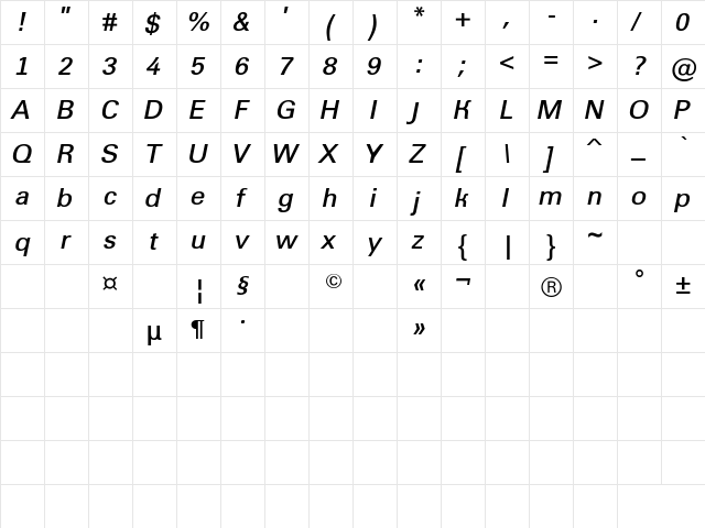 a_GroticLt BoldItalic  glyph index