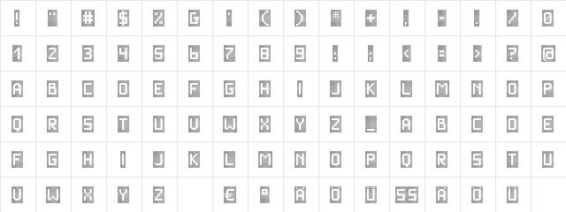 VegasTWENTY Regular  glyph index