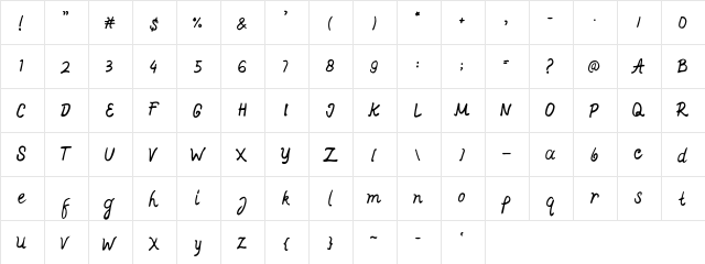 Ajieb Regular  glyph index
