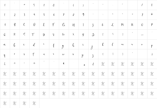 Bellaberry Regular  glyph index