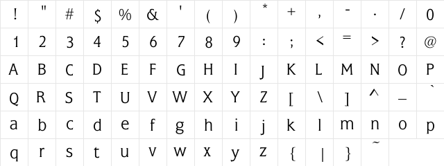 Esoterica Light Regular  glyph index