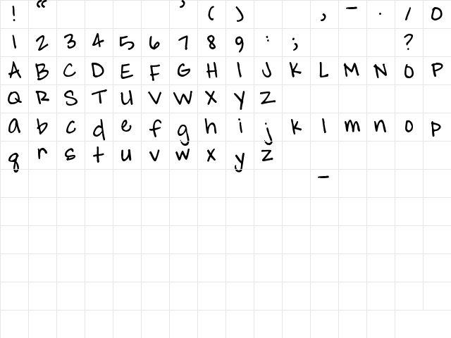 Pea Amy Regular  glyph index