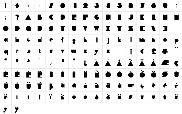 DeltaSSK Regular  glyph index