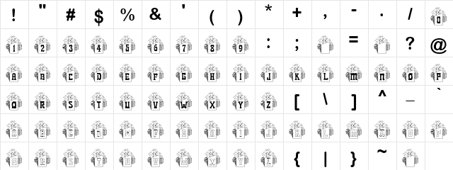 BJF Xmas Puppy Regular  glyph index