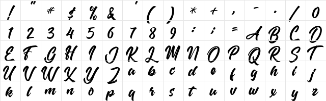 ELANDE free Regular  glyph index