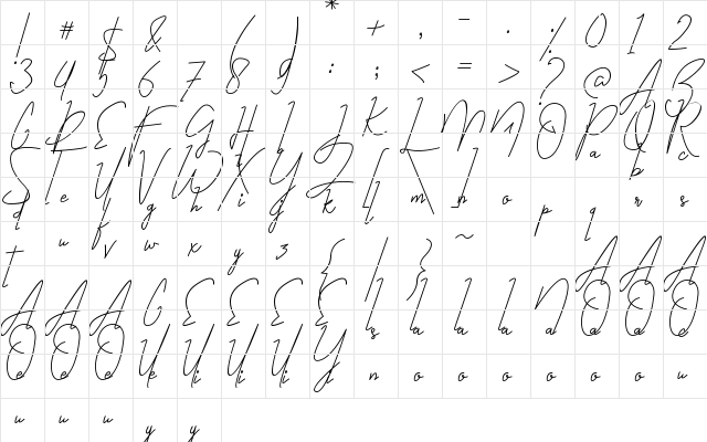 Bestlife Regular  glyph index