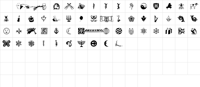 DoodleDingbatsOneSSK Regular  glyph index