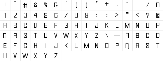 Simply Square JL Regular  glyph index