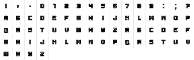 Rubles Bold  glyph index