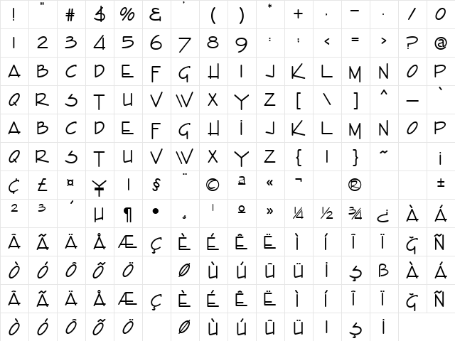TR Enviro ITCNormal  glyph index