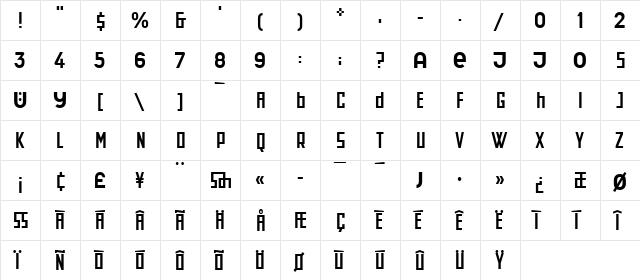 SchwittersArchiType Regular  glyph index