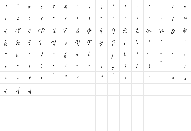 Dellamonde Regular  glyph index