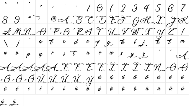 Lovely Home Regular  glyph index