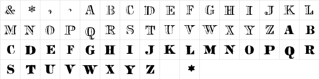 Roman Engraved HPLHS  glyph index