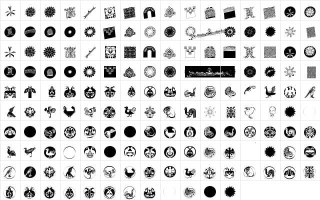 AbstractBats Regular  glyph index