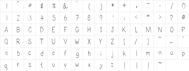 PC Simplicitee Regular  glyph index