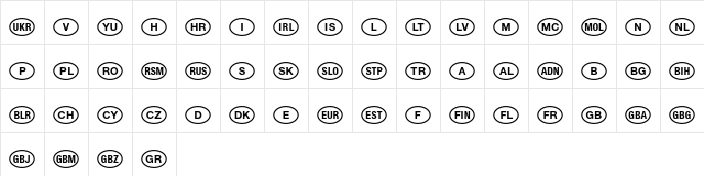 NationalCodes Europe  glyph index