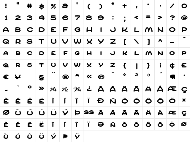 Compur Bold  glyph index