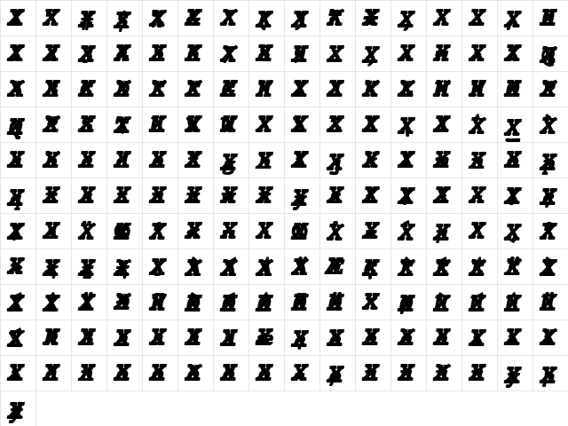 JMH Typewriter mono Black Cross Italic  glyph index