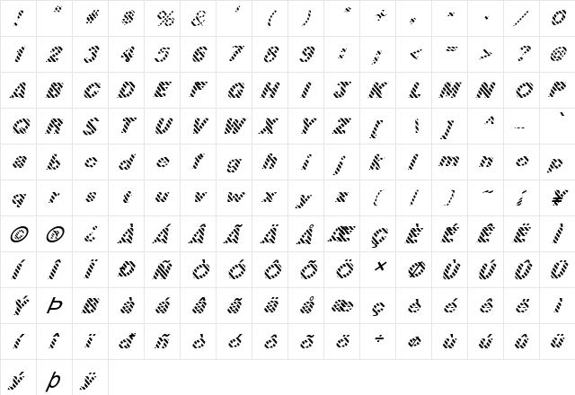 FZ JAZZY 36 STRIPED ITALIC Normal  glyph index