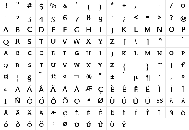 Epikur Expert BQ Regular  glyph index