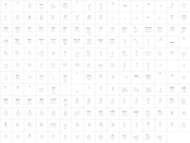 LaliqueOutline Regular  glyph index