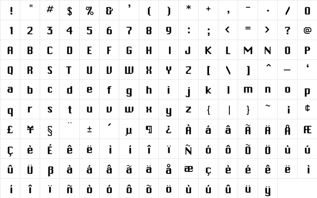 Knossos Regular  glyph index