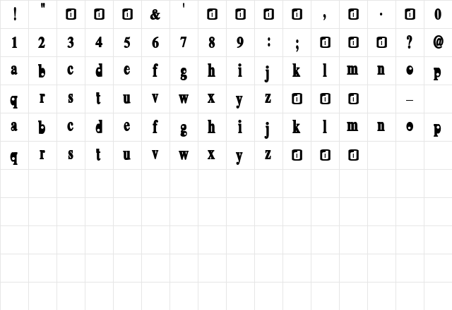 BadToMe Regular  glyph index