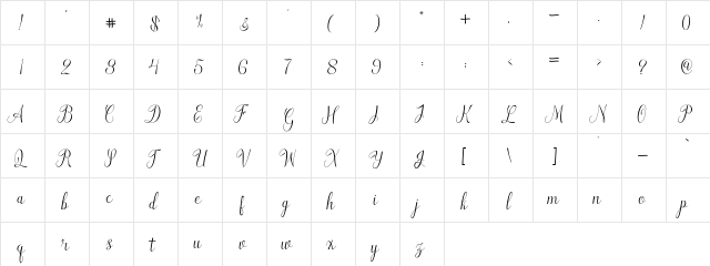 Qualyty Free Regular  glyph index