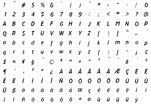 TFForever Medium  glyph index