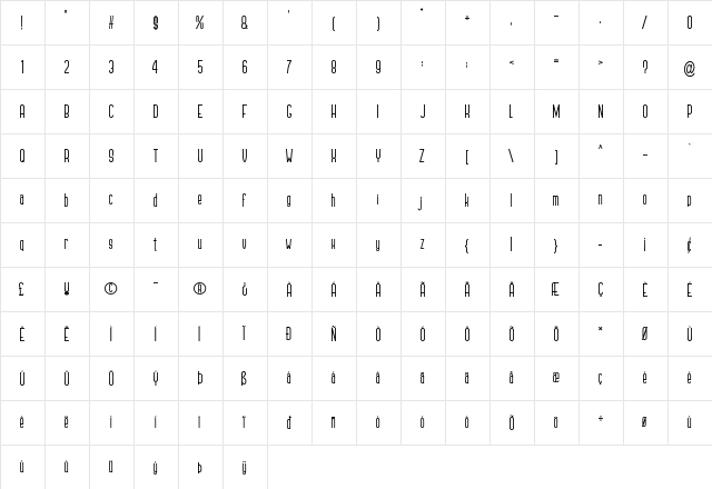 GENNARO Regular  glyph index