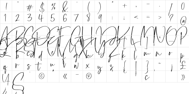 Barrington Regular  glyph index