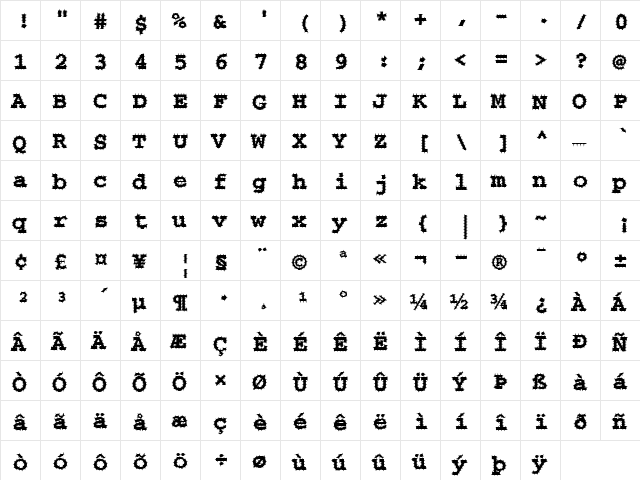 FZ BASIC 54 SPIKED Normal  glyph index