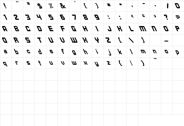 Upsilon Extreme Lefti Regular  glyph index