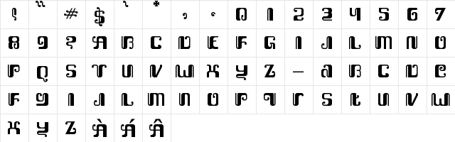 Kemasyuran Jawa Regular  glyph index