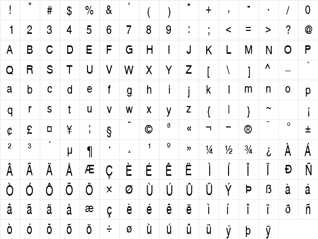 ContextSemiCondSSK Regular  glyph index