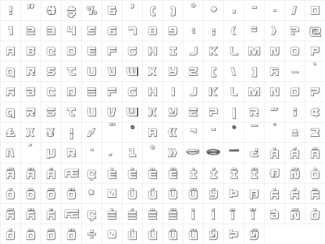 Defcon Zero Outline Outline  glyph index
