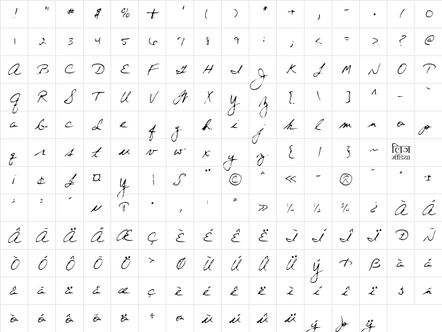 LEHN197 Regular  glyph index