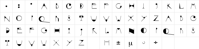 Mighty Regular  glyph index