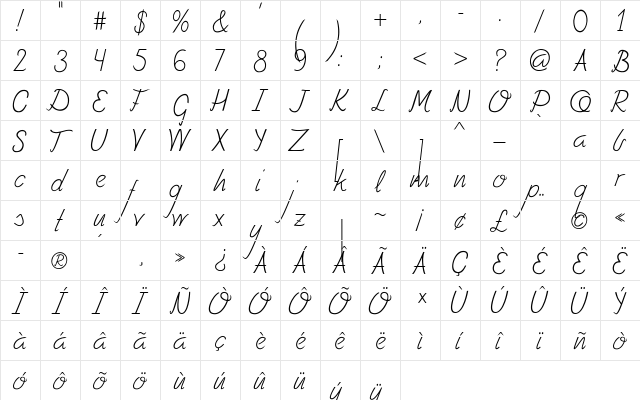 Fely Regular  glyph index