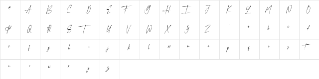 Terracotta Demo Regular  glyph index