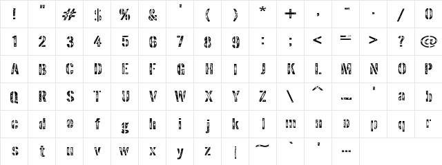 Interplanetary Regular  glyph index