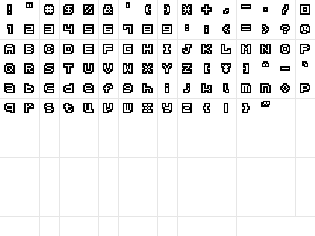 Hachicro Regular  glyph index