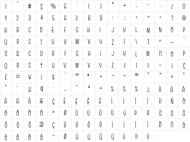 Escalope Crust Two  glyph index