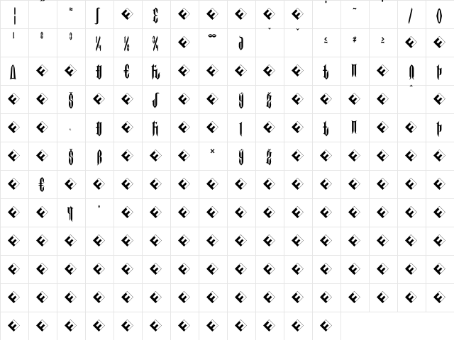 Imperial-SpikeExp Regular  glyph index