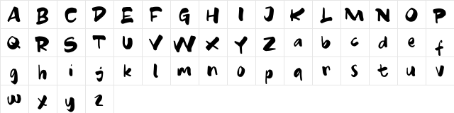 CARTOON FREE Regular  glyph index