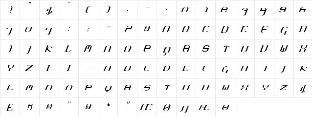 Krane Medium  glyph index